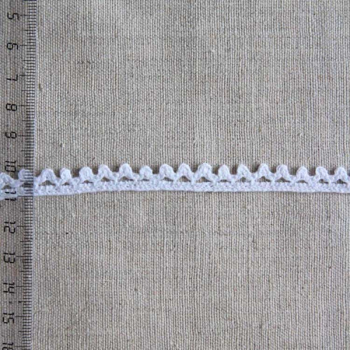 Кружево хлопковое, вязаное, 10мм, цвет белый, KH-0003