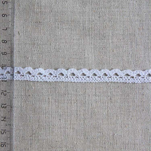 Кружево хлопковое, вязаное, 10мм, цвет белый, KH-0007