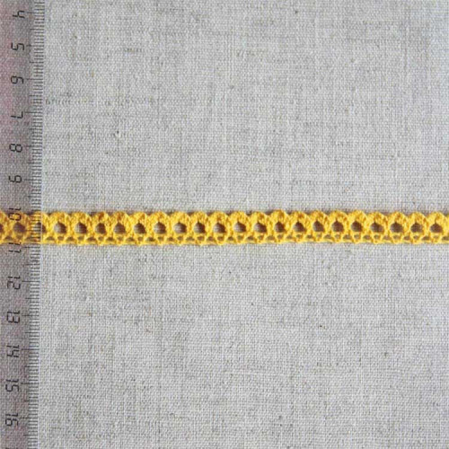 Кружево хлопковое, вязаное, KHC-0021, 10мм, цвет яично-жёлтый