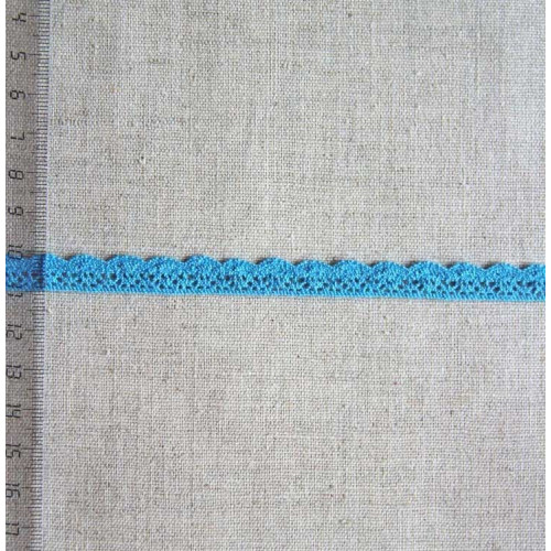 Кружево хлопковое, вязаное, KHC-0024, 10мм, цвет лазурно-голубой