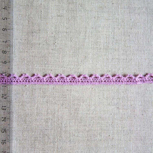 Кружево хлопковое, вязаное, KHC-0026, 10мм, цвет сиреневый