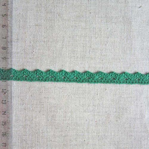 Кружево хлопковое, вязаное, KHC-0031, 12мм, цвет хвойный