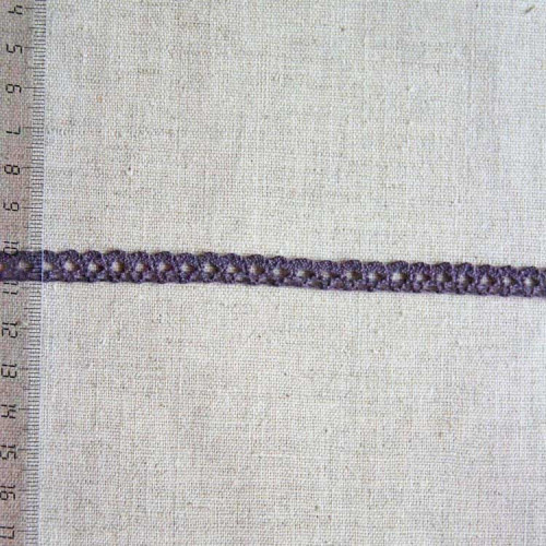 Кружево хлопковое, вязаное, KHC-0033, 8мм, цвет тёмно-ежевичный