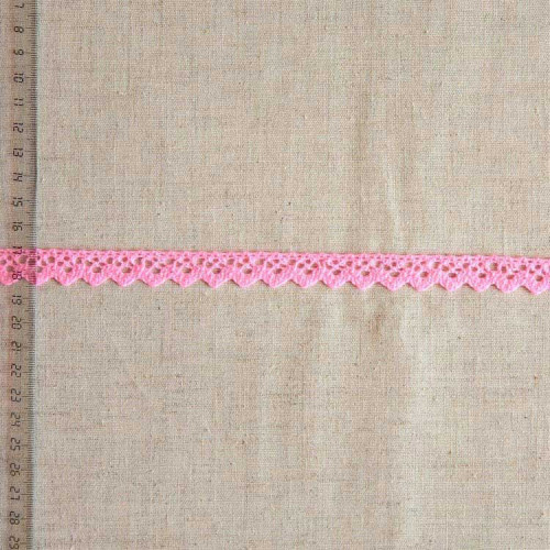 Кружево хлопковое, вязаное, KHC-0040, 12мм, цвет розовый