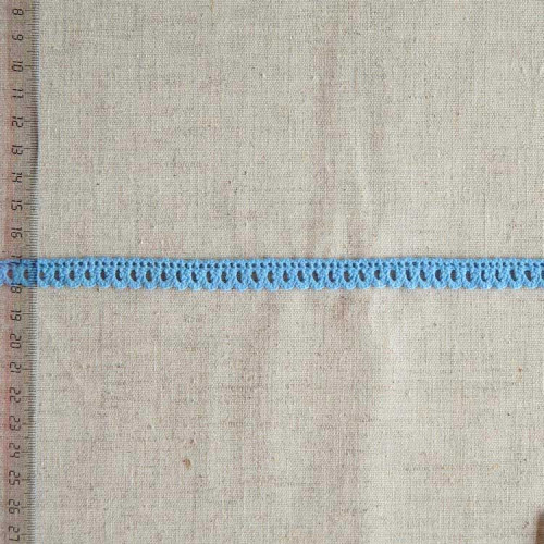 Кружево хлопковое, вязаное, KHC-0048, 10мм, цвет голубой