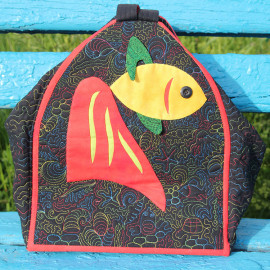 Рюкзак текстильный стёганый с аппликацией «Золотая рыбка»