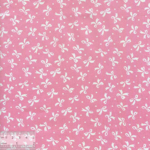 Хлопок китайский «Белые бантики на розовом», BY-00021