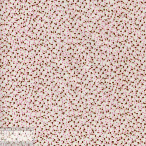 Ткань хлопок «Мелкий розово-бежевый горошек», DFS-00020
