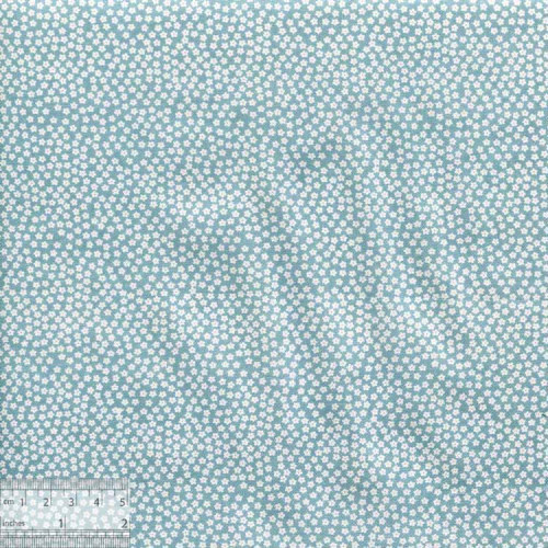 Ткань хлопок «Белые звездочки на серо-бирюзовом», DFS-00110
