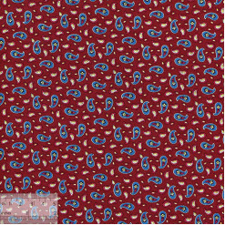 Ткань хлопок «Пэйсли-мини на бордовом», JL-00041, 75х50см