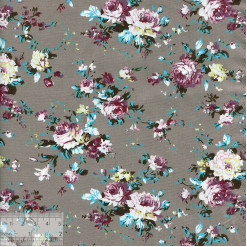 Ткань хлопок «Роза Виктория на сером», JL-00042, 75х50см