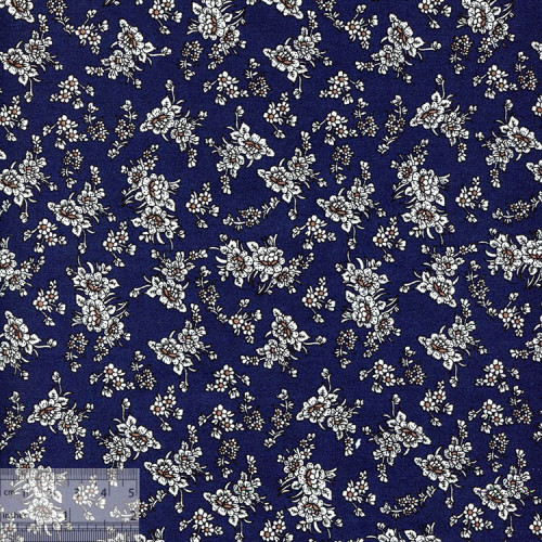 Ткань хлопок «Букетики на тёмно-синем», JL-00055, 75х50см