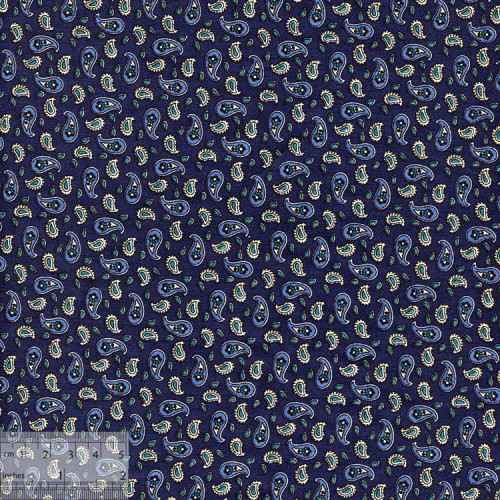 Ткань хлопок «Пэйсли-мини на синем», JL-00057, 75х50см