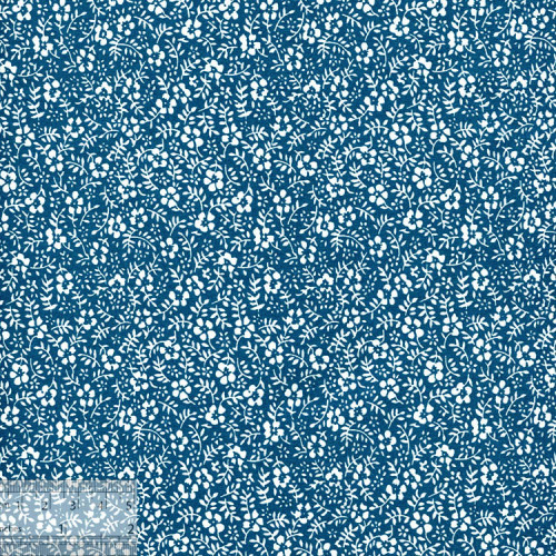 Ткань хлопок «Лапчатка на синем», JL-00060, 75х50см