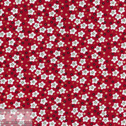 Ткань хлопок «Яблоневый цвет красный», JL-00065, 75х50см