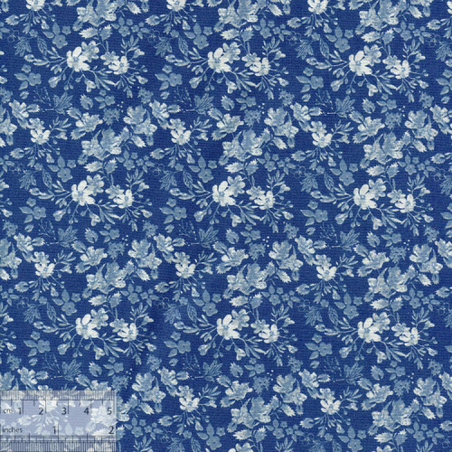 Ткань хлопок «Ботаника синий», 75х50см, JL-00102