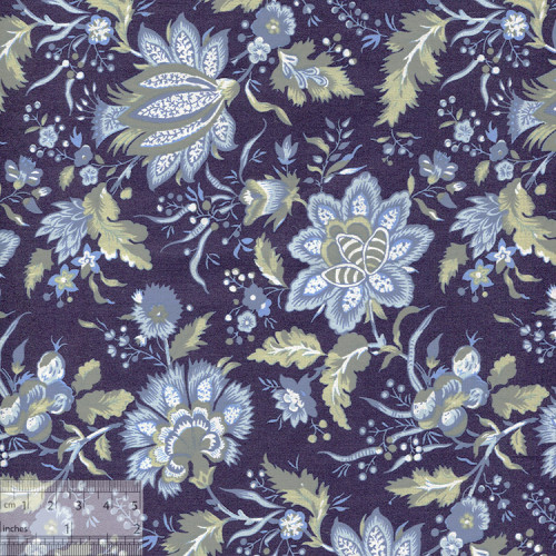 Ткань хлопок «Дивный сад тёмно-синий», 75х50см, JL-00147