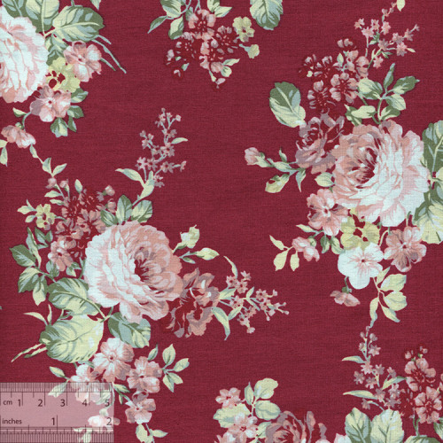 Ткань хлопок «Роза Ругоза красный», 75х50см, JL-00168
