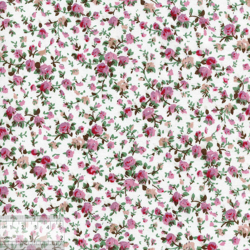 Ткань хлопок «Роза мини на белом», 75х50см, ZT-00076