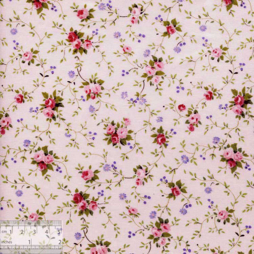 Ткань хлопок «Розочки плетистые на нежно-розовом», ZT-00098