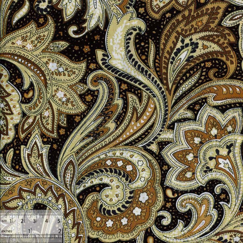 Ткань хлопок «Персидский кипарис коричневый», ZT-00111