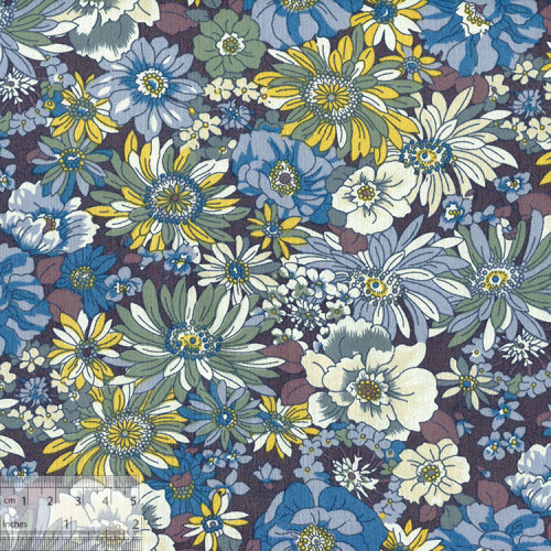 Ткань хлопок «Хризантемы голубой», 75х50см, ZT-00210